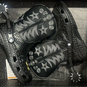 Crocs Cowboy Boots - Black Boots with White Star Pattern